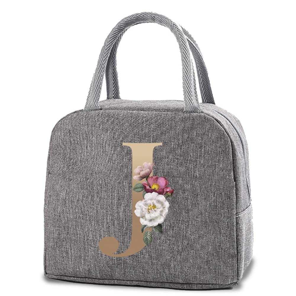 Insulated Lunch Bag Tote Bag for Women Wide Open Insulated Cooler Bag Water-Resistant Thermal Leak-Proof Lunch Organizer for Men Girls Children Outdoor Picnic Work (Gold J)
