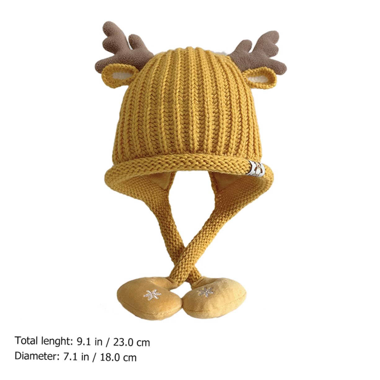 PACKOVE Sombrero Tejido Gorro Tejido Bebe Gorro De Navidad para Niños Sombrero De Navidad para Niños De Astas De Reno De Alce Novedoso De Punto Yellow Acrílico