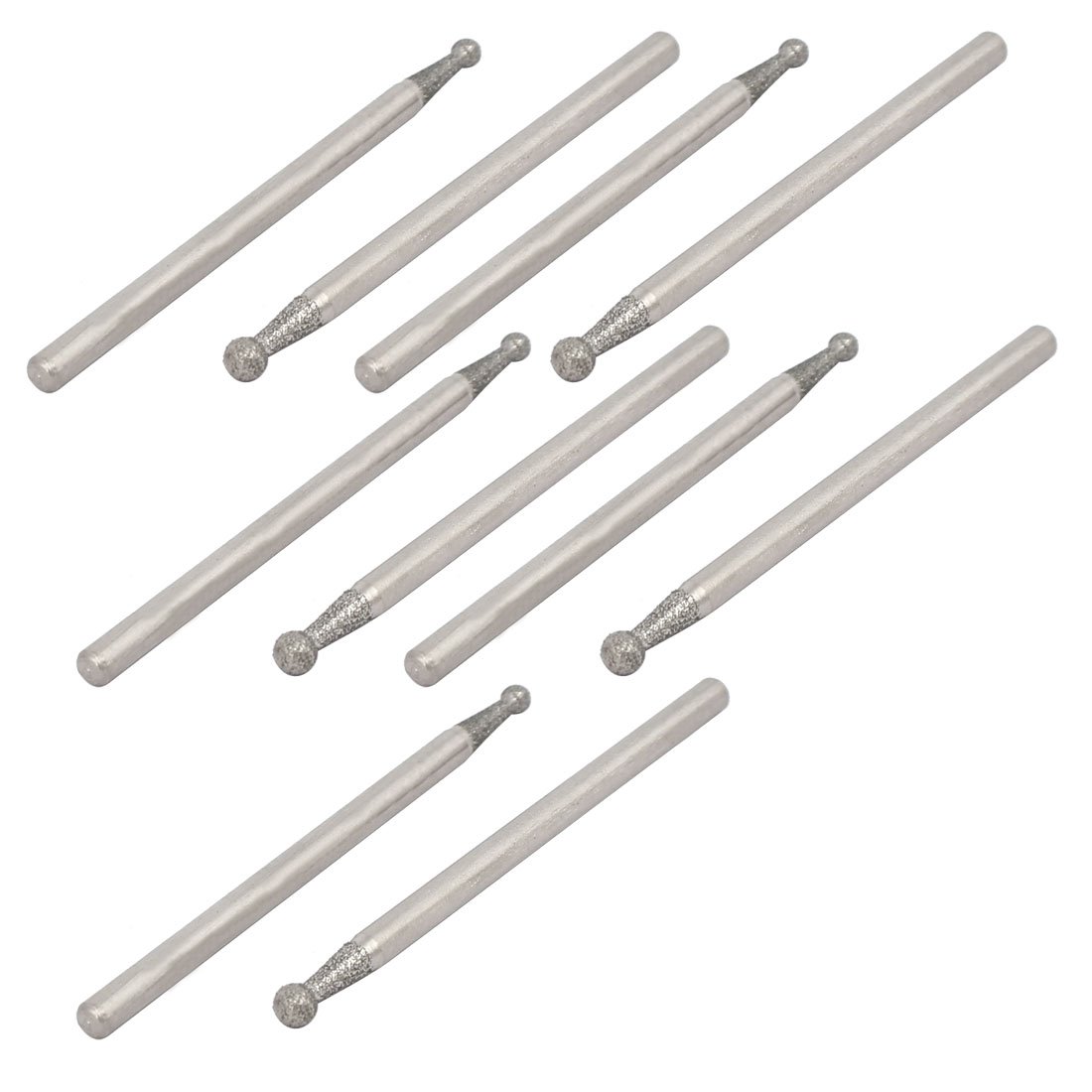 Uxcell Silver Sourcingmap 2.35Mm Shank 2.5Mm Dia Diamond Head Ball Shaped Grinding Mounted Point Bit 10Pcs