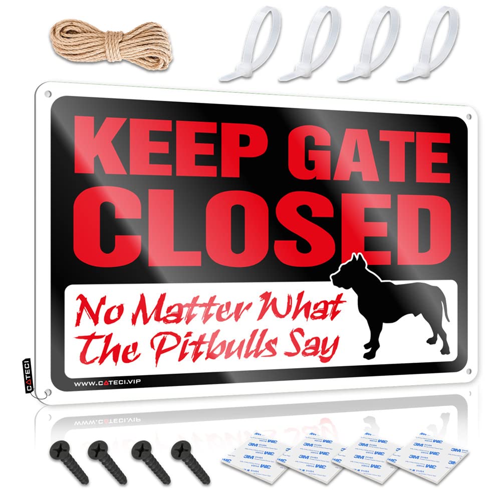 Ibwnbbusn One Color Metal Signs Funny Keep Gate Closed No Matter What The Pitbulls Say Sign Funny Garage Bar Signs Tin Signs Camping Rules(30X40cm)