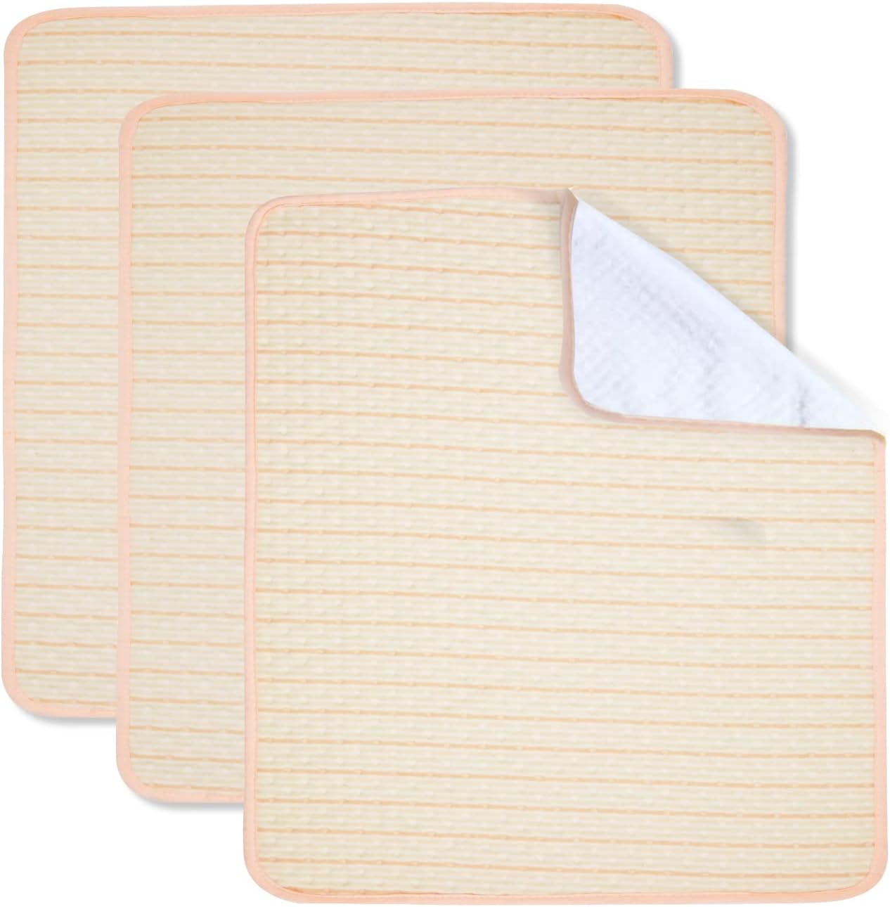 Washable Waterproof Bed Pads 34*36inch 3 Pack-4-Layer Premium Cotton Bamboo Fiber Reusable Large Incontinence Underpads,Absorbent Adult Women Elderly Pet Pee Pads