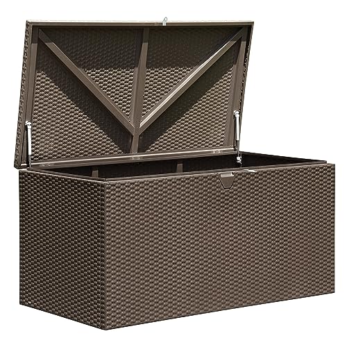 Image of Arrow 4' x 2' x 2' Spacemaker Espresso 134 Gallon Hot-Dipped Galvanized Steel Storage Deck Box