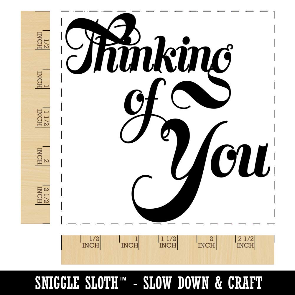 Thinking of You Elegant Text Square Rubber Stamp for Stamping Crafting - 2.75in Large