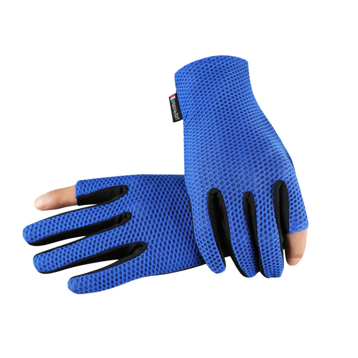 TOVINANNA 1Pair Outdoor Sports Gloves for Cycling Climbing Fishing Riding Breathable Non Slip Ice Fingerless Gloves Blue Lightweight Comfortable for Active Use