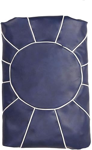 Miniatura 7 de Puf decorativo para pies, taburete redondo de cuero sin relleno, cojín otomano de almacenamiento o para descansar tus pies, silla de suelo, pie,