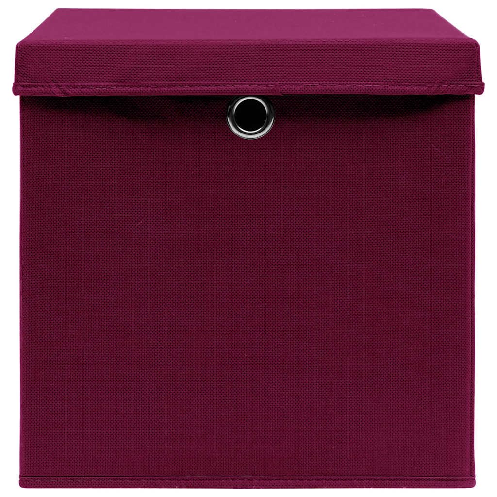 Aufbewahrungsboxen mit Deckeln 10 Stk dunkelrot Vliesstoff 28x28x28 cm faltbar Ordnungshelfer für Haushalt Küche Wohnzimmer Schrank Ablage platzsparend