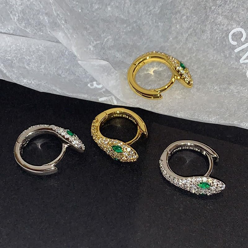 Women's Vintage Animal Crystal Dangle Earrings - Small Snake Shape Snake Earrings, Adorned with Zirconia - Gold Plated Hypoallergenic Jewelry, Suitable for Men and Women - Image 4