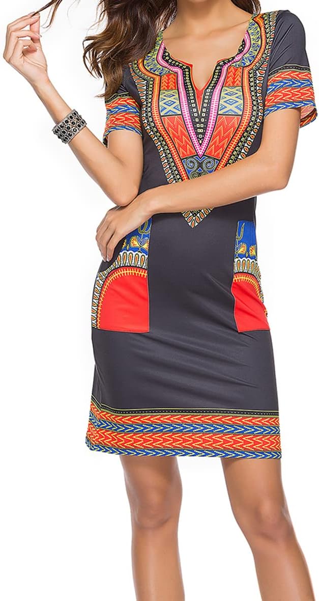 African Dresses for Women Casual Vintage Attire Bohemian Dashiki Traditional Ethnic Midi Dress - Image 4