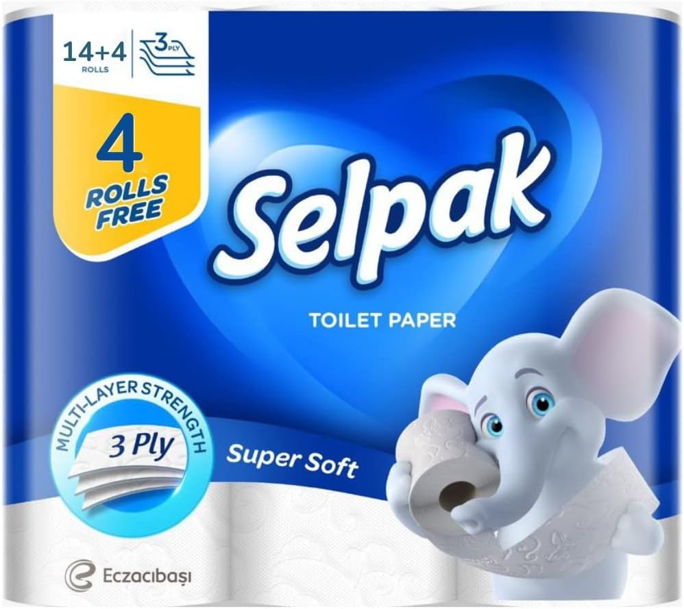Selpak Super Soft Toilet Paper - 140 Sheets x 3 Ply, Pack of 14+4 Rolls | Cushiony soft Selpak Toilet Paper is perfect for your family's personal hygiene and health