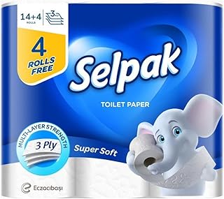 Selpak Super Soft Toilet Paper - 140 Sheets x 3 Ply, Pack of 14+4 Rolls | Cushiony soft Selpak Toilet Paper is perfect for your family's personal hygiene and health