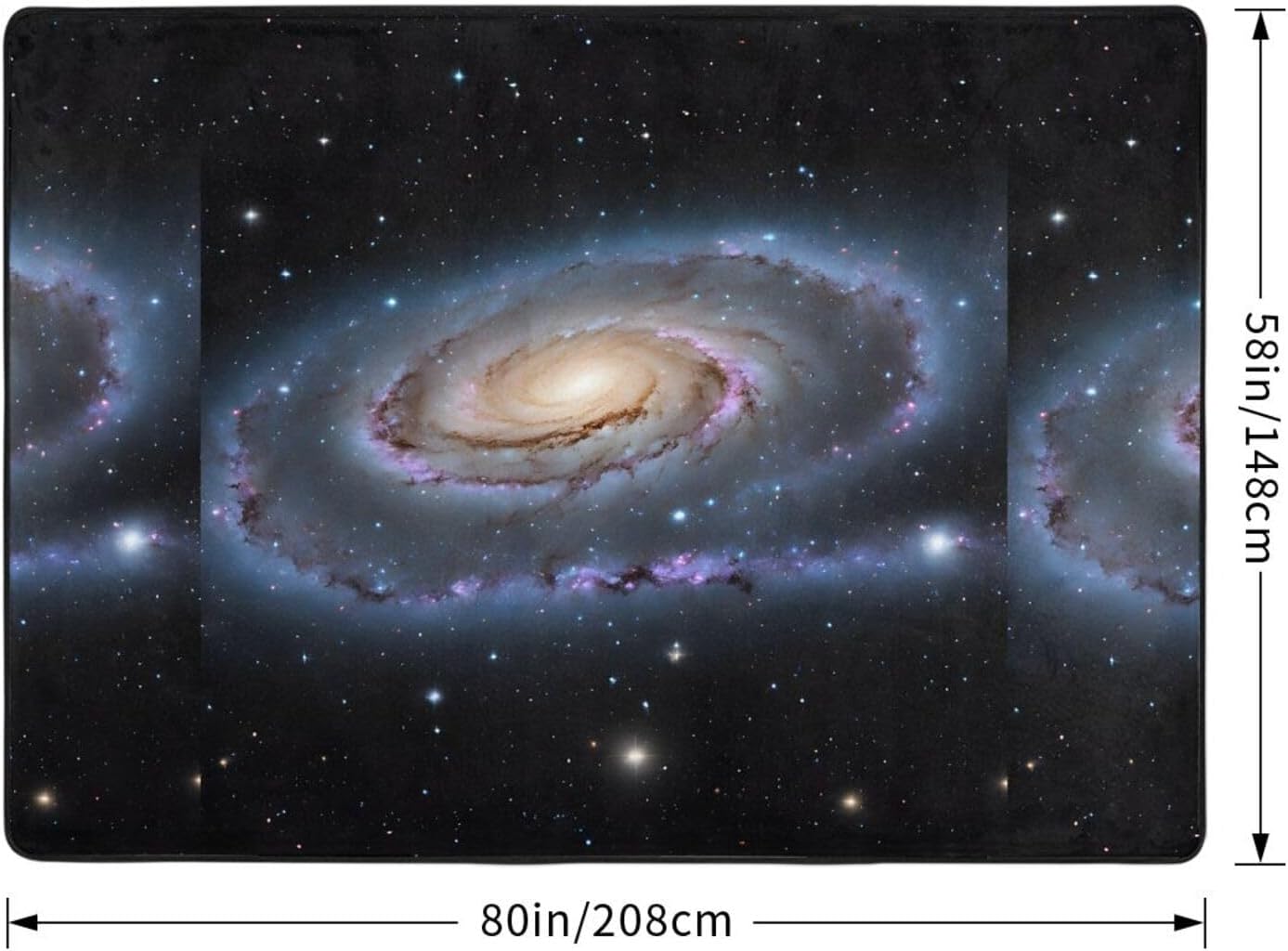 Flannel Non-Slip (Starry Universe Space) Rug Pad 80×50in Soft Washable Protective for Hardwood Floors Bedroom Bathroom Living Room