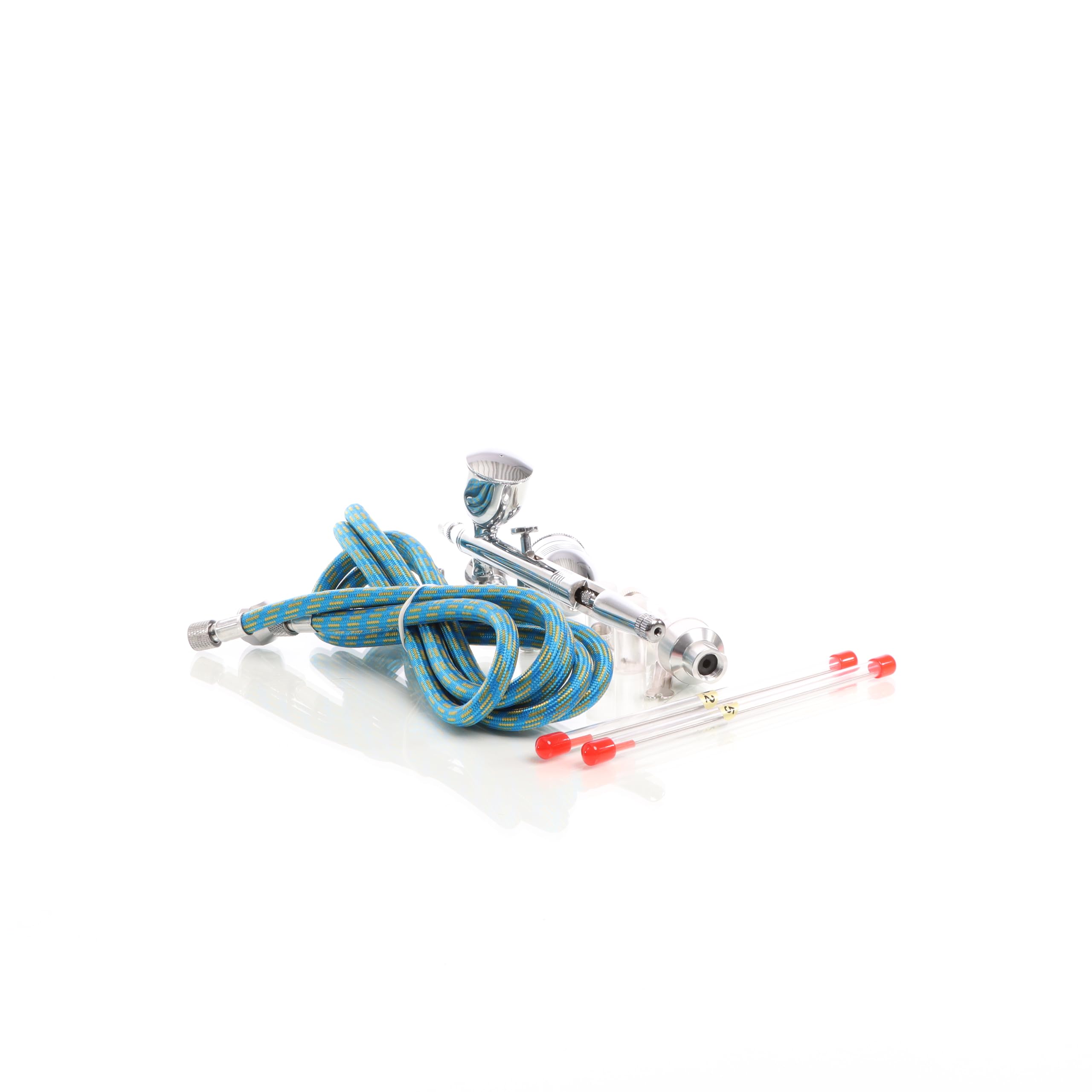 Wiltec Kit Pistolet aérographe professionnel Modèle 186K – Action double DA – avec Buses 0,2/0,3/0,5 mm – Godets 2/8 / 13 ml – Mini-filtre – Tatouage, bronzage, maquillage, modélisme airbrush