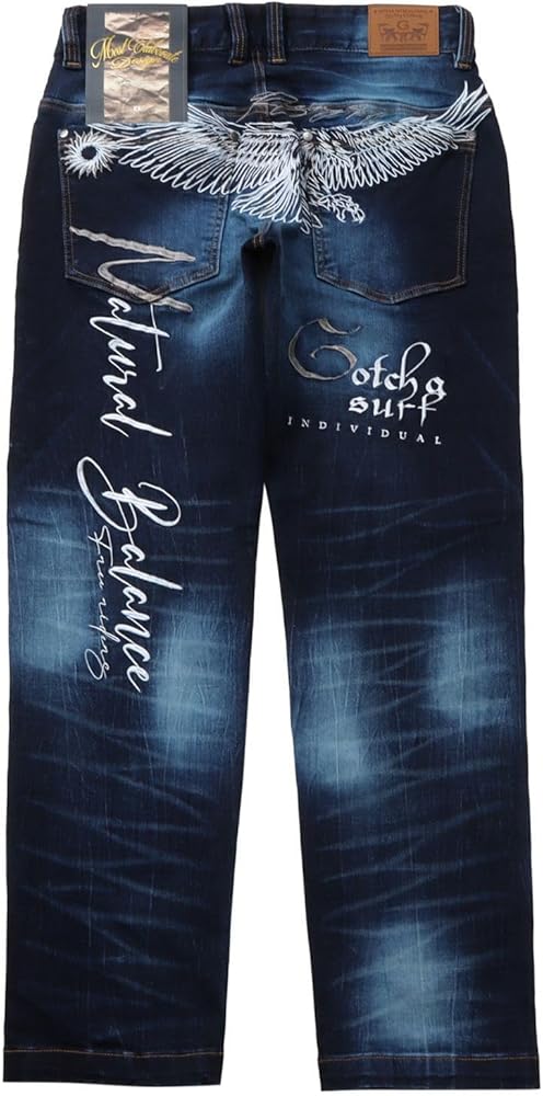 美品♥ ガッチャ【L】バックイーグル刺繍 ガンメタラメ刺繍 ストレッチデニム 美品♥ ガッチャ【L】バックイーグル刺繍 ガンメタラメ刺繍 ストレッチ