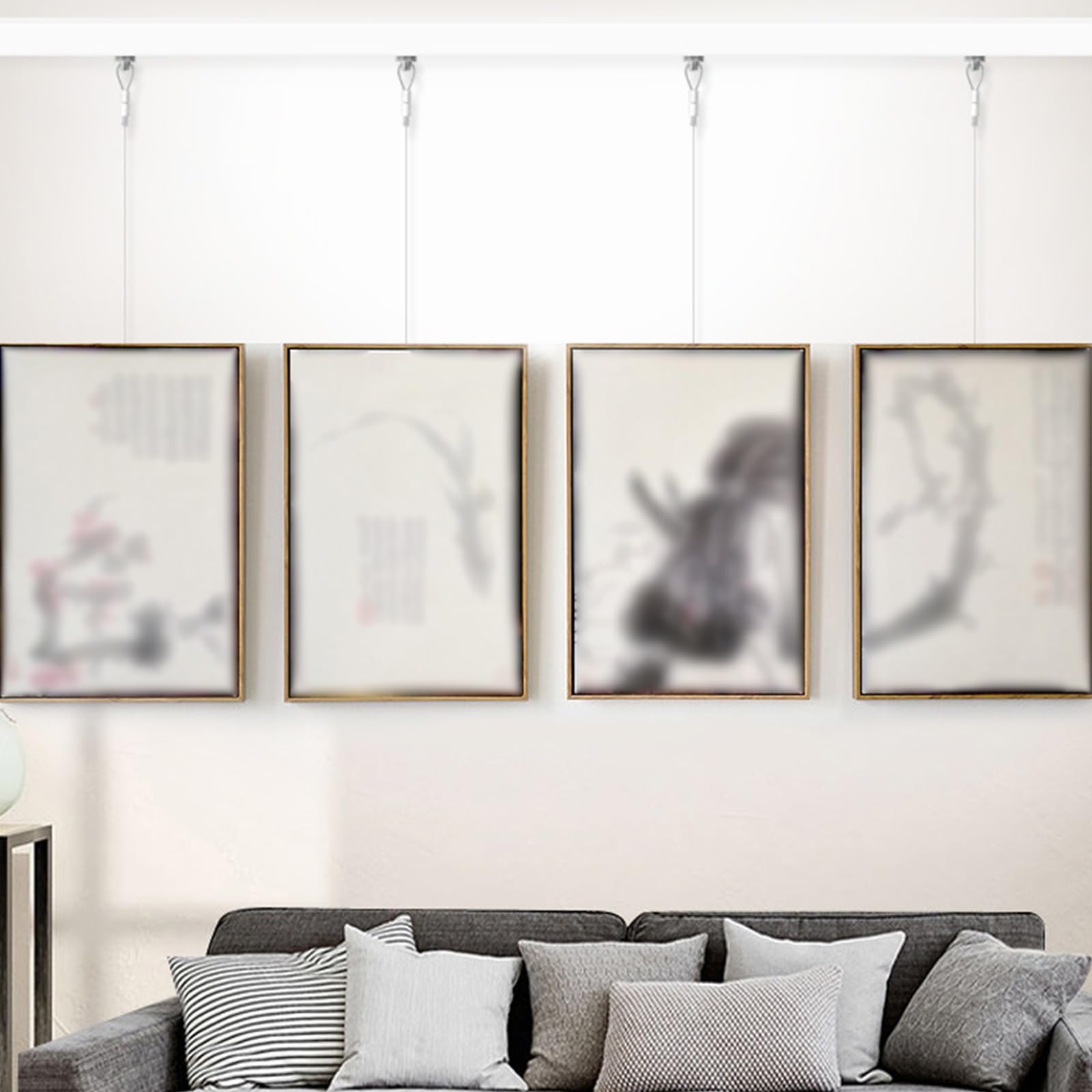 Kit para colgar cuadros con riel y alambre, solución de montaje en pared resistente para obras de arte y pinturas