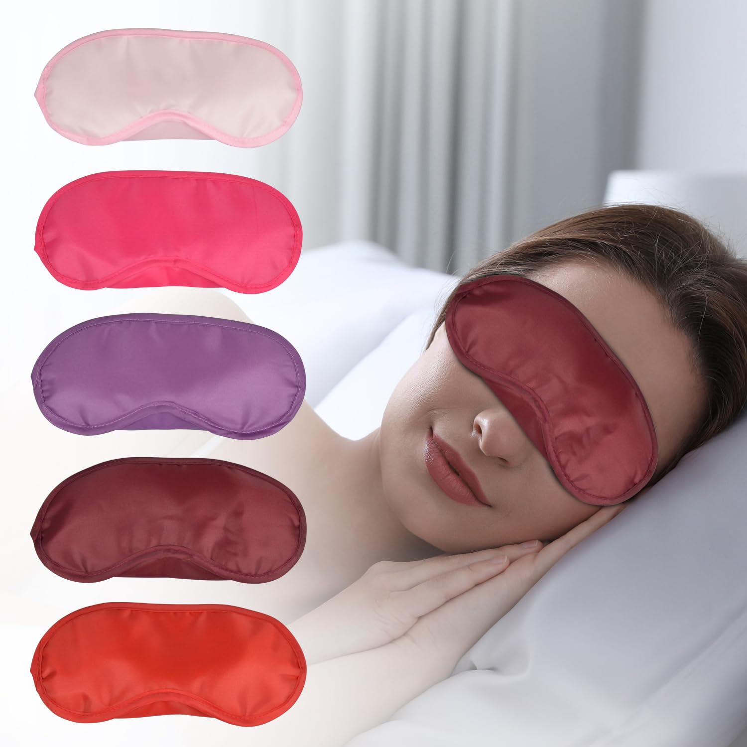 5 Pcs Sleep Mask Eye Masks for Sleep with Nose Pad and Elastic Strap for Blind Folds for