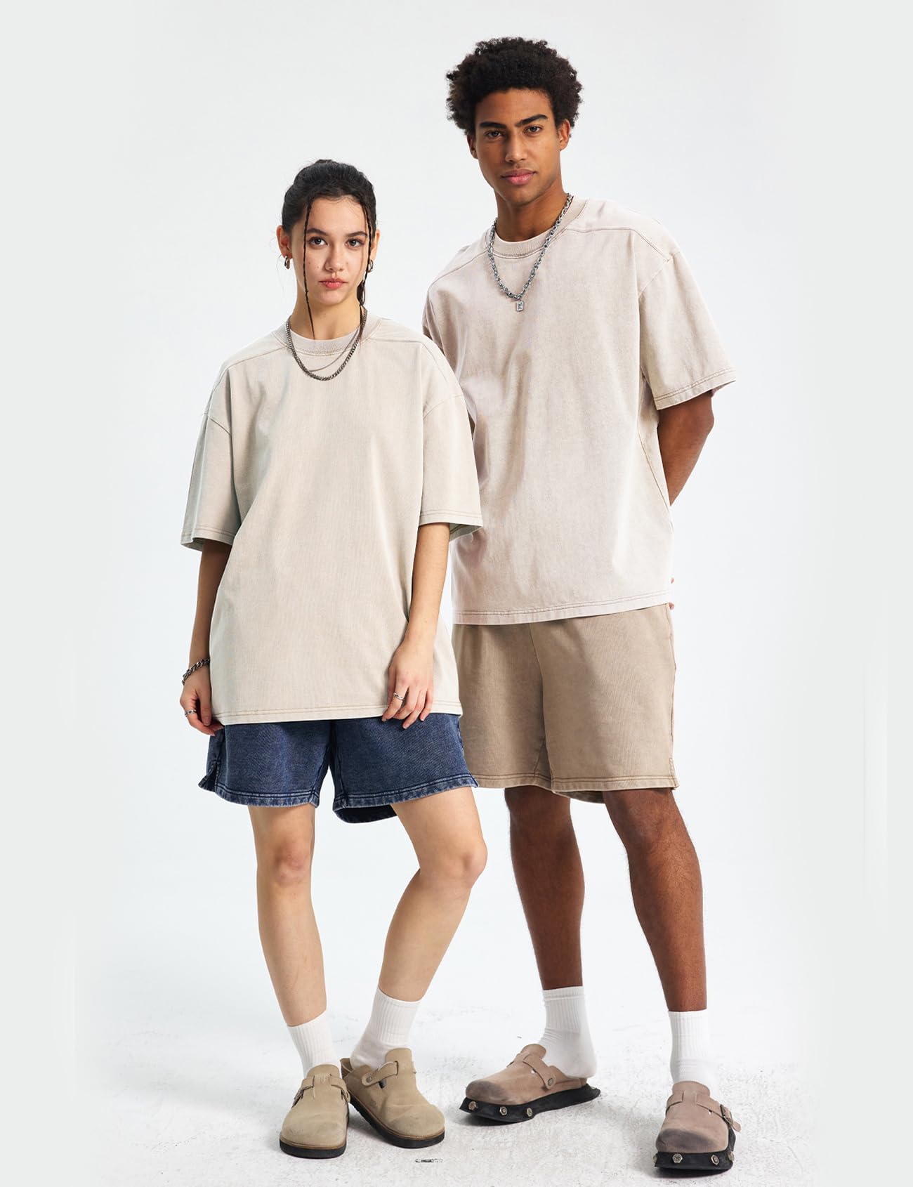 Arssm T-shirt oversize da uomo con lavaggio acido vestibilità ampia vintage in cotone pesante magliette larghe