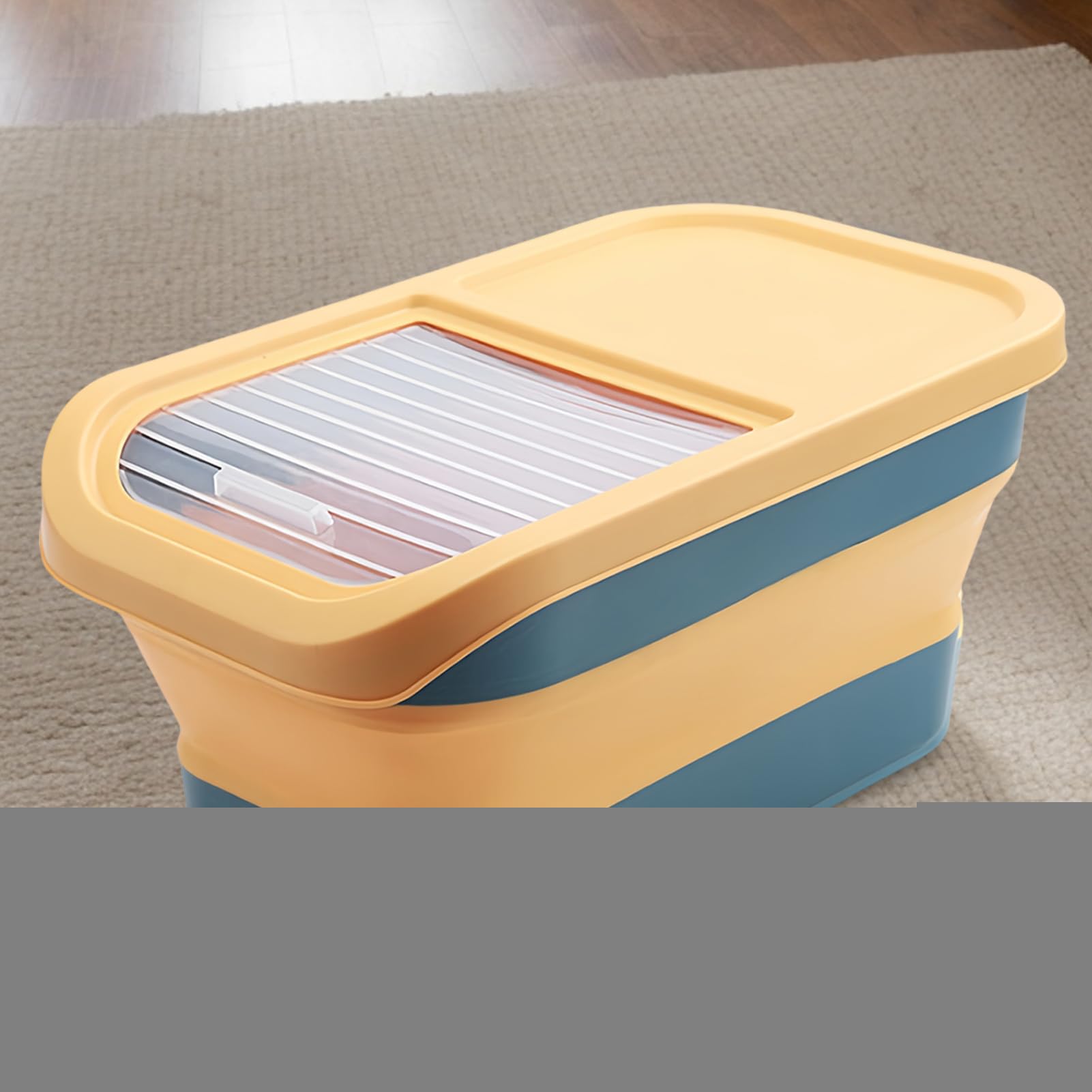 Contenedor de comida para perros y gatos, para 12-15 kg, accesorio para mascotas con tapa trasera y diseño de ruedas para uso doméstico