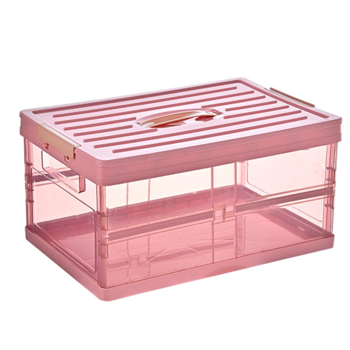 LALAFINA Naranja Caja de Almacenamiento de Plástico Plegable con Tapa y Asa