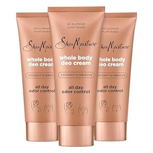 SheaMoisture Whole Body Deo Cream Coconut & Hibiscus 3 count for All-Day Odor Control, with No Aluminum, 2.5 oz