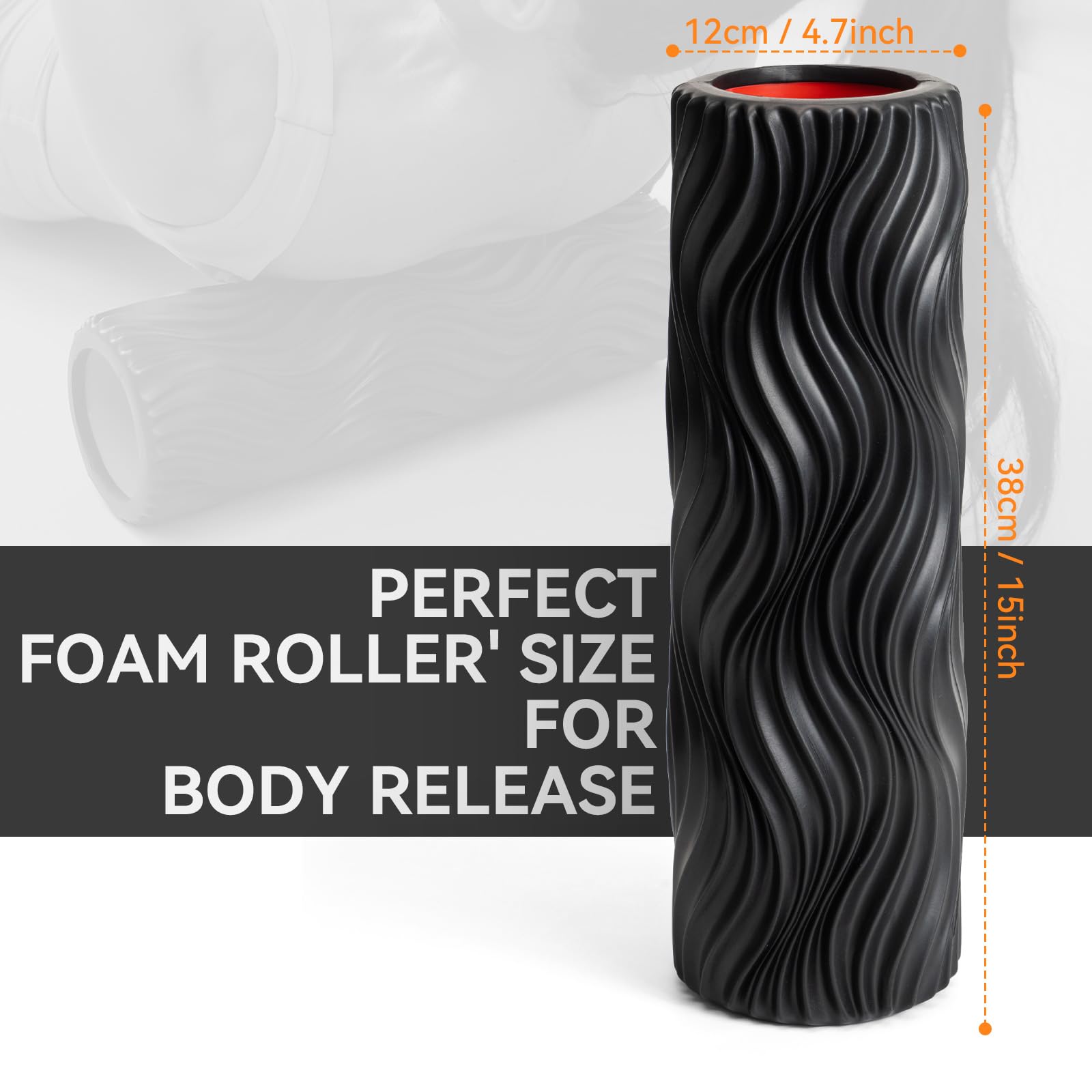 Foam Roller High Density Exercise Roller Deep Tissue Muscle Massage Stretching Relieves Muscle Improves Mobility Fitness Roller for Pilates Yoga Ideal for Athletes, Beginners & Recovery