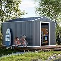 Metal Shed 8x10x6 FT - Steel Tool Storage with Sliding Door and Air Vents - Outdoor Bike Sheds for Garden, Backyard, Patio - Utility Outdoor Storage