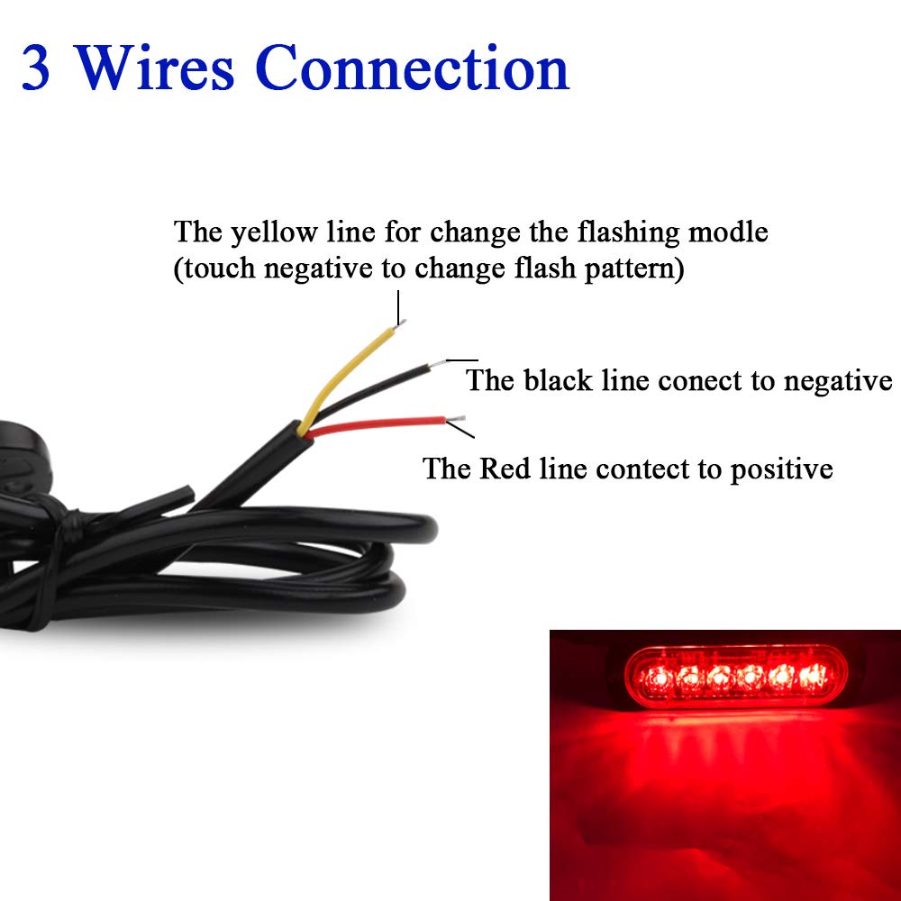 4 szt. Ultra cienkie 6 LED światła ostrzegawcze Red Hazard Migające światło stroboskopowe uniwersalne dla 12-24 V samochód ciężarówka przyczepy kempingowej przyczepy kempingowej do samochodu