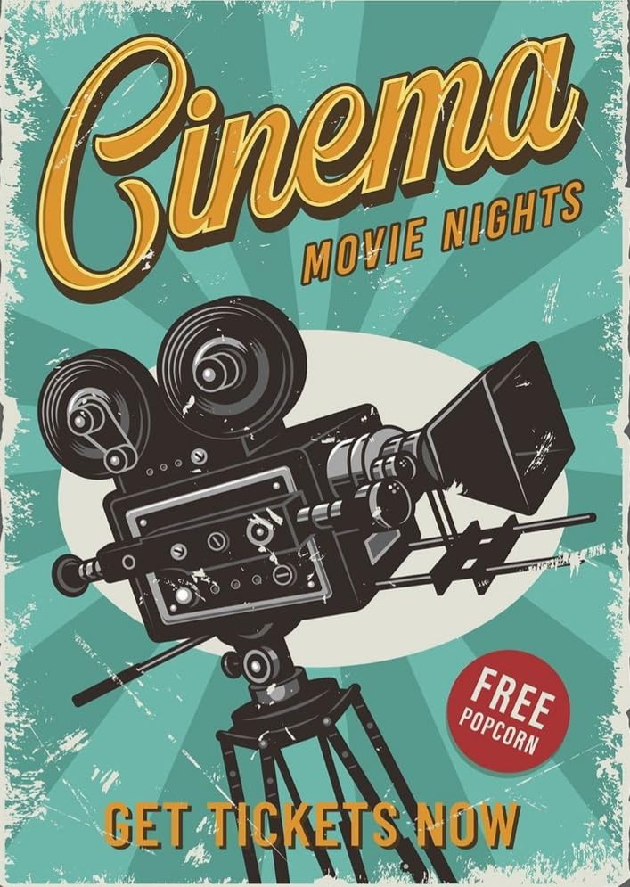 Soulhouse Vintage Cinema Magic Poster - Classic Film Projector on Retro Turquoise Background - A3, 300 GSM Matte Paper | Without Frame