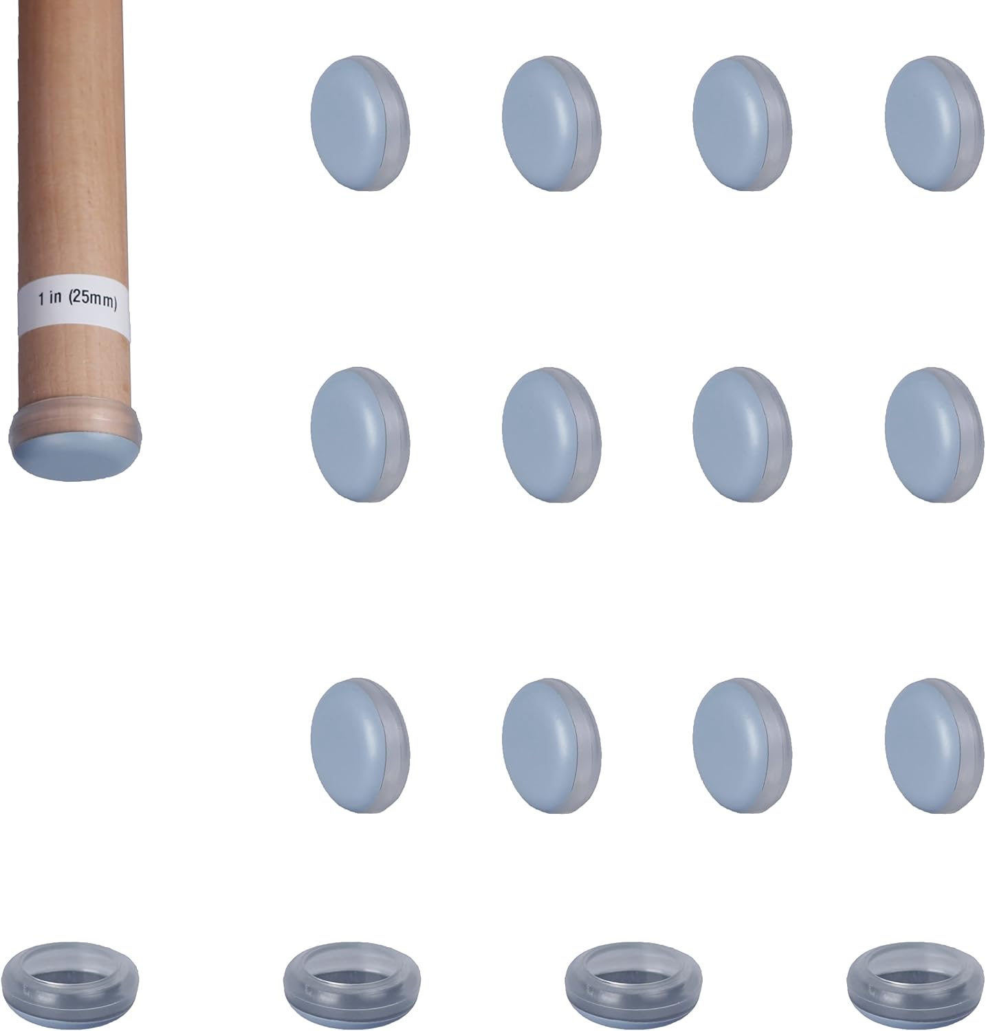 Sliders Pads for Round Furniture Legs(1 inch(25mm),16 Pack),Table/Chair/Cabinet/Sofa Glides,Protect The Floor by Sliding Like Magic,Suitable for Carpet, Wood & Ceramic Tile Floor,etc Blue-Gray