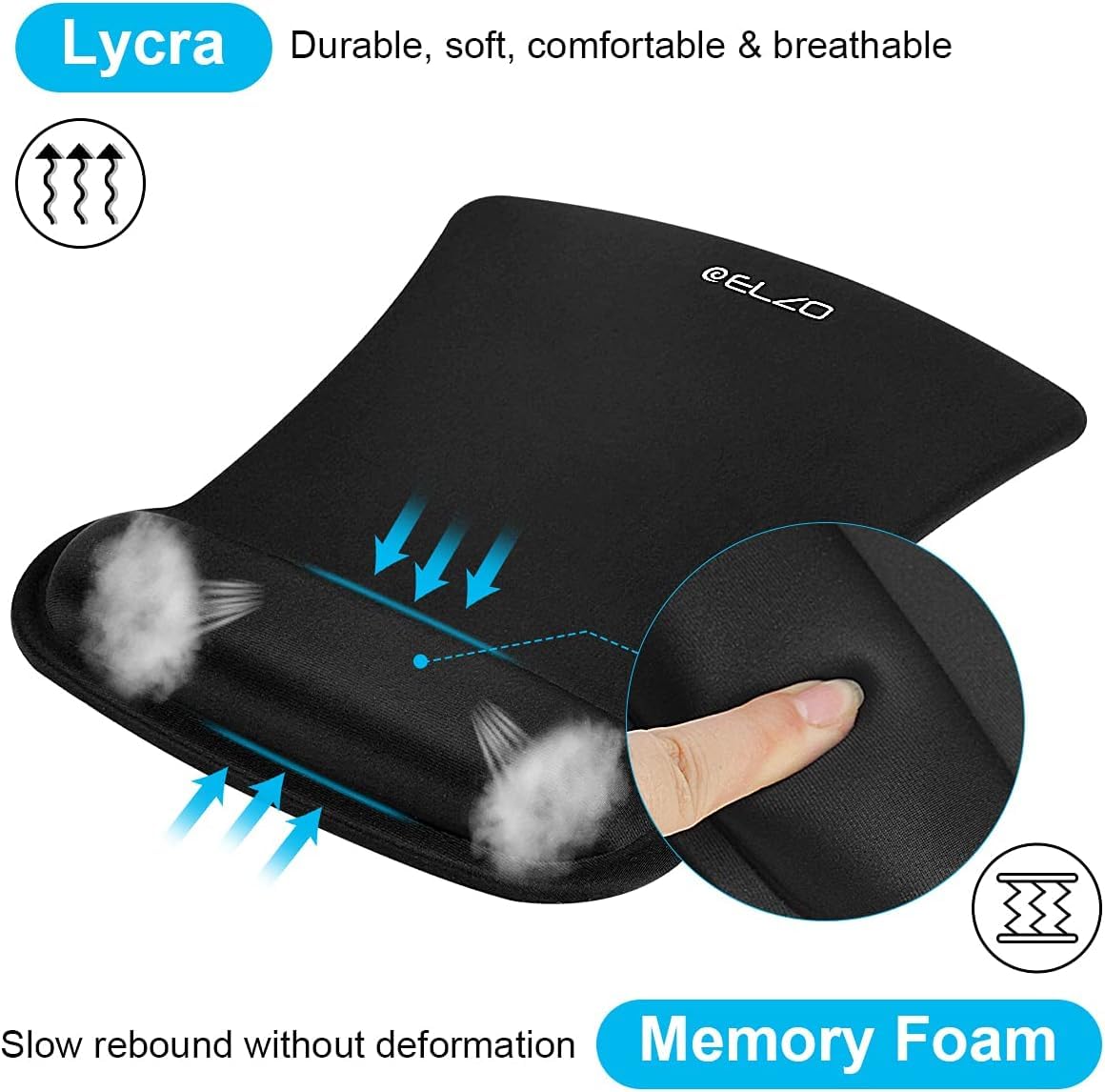 ELZO Coussin Repose-Poignet Clavier Et Souris En Cuir - Ensemble Ergonomique Anti-Fatigue