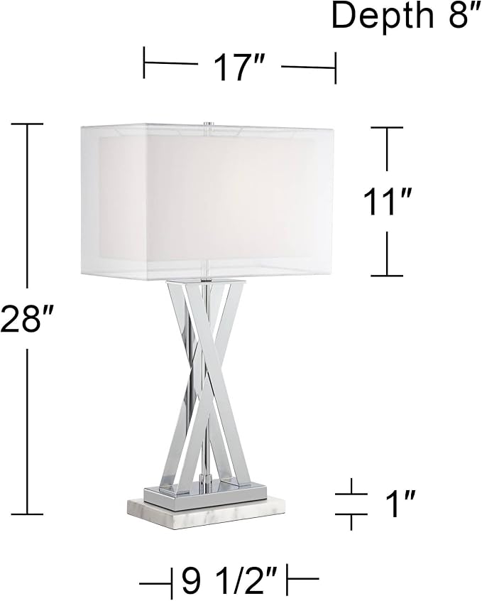 Lámpara de mesa Proxima 28" cromo y mármol blanco miniatura 4
