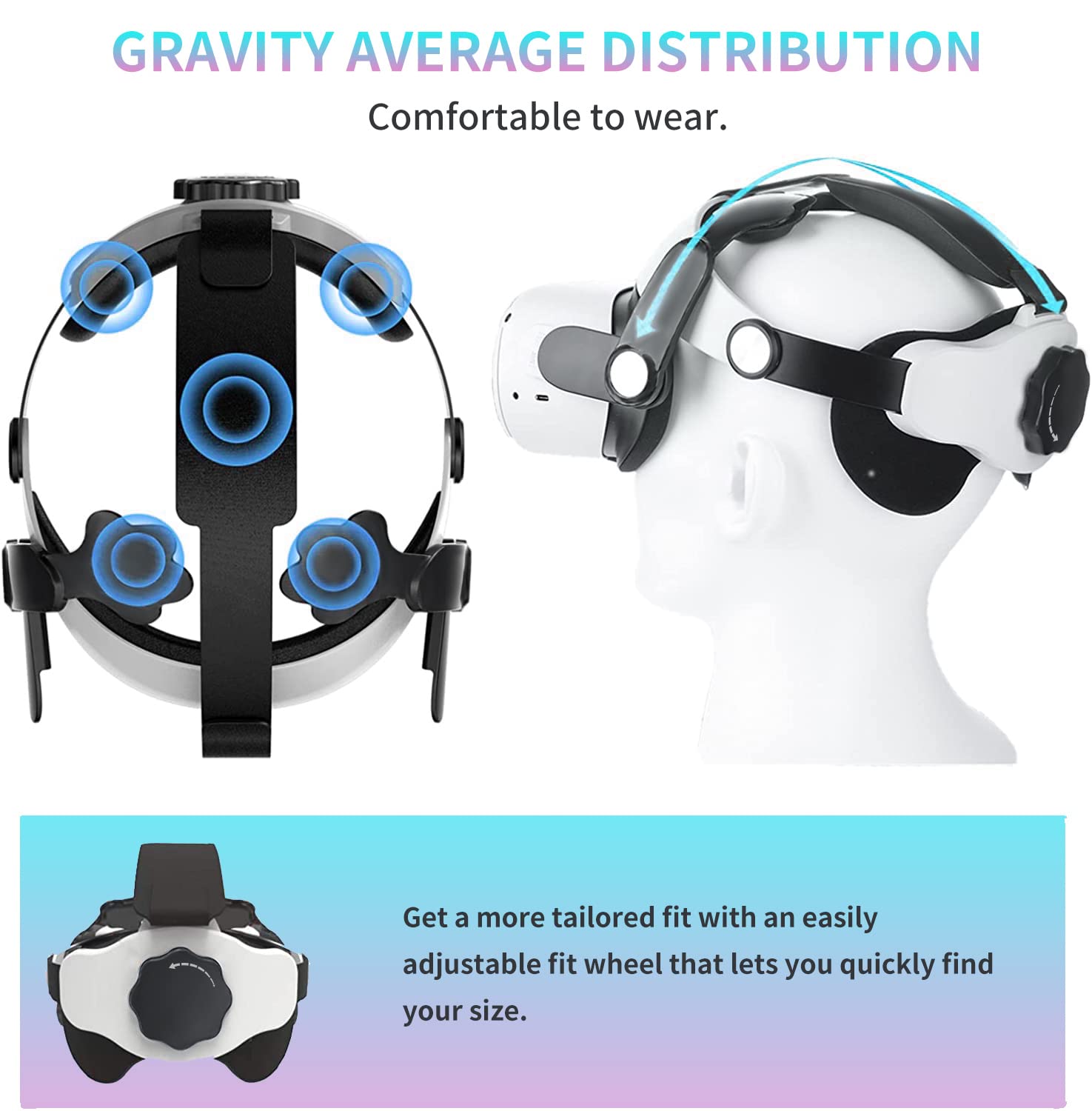 Oculus/Meta Quest için kafa bandı, 2 aksesuar Elite Strap