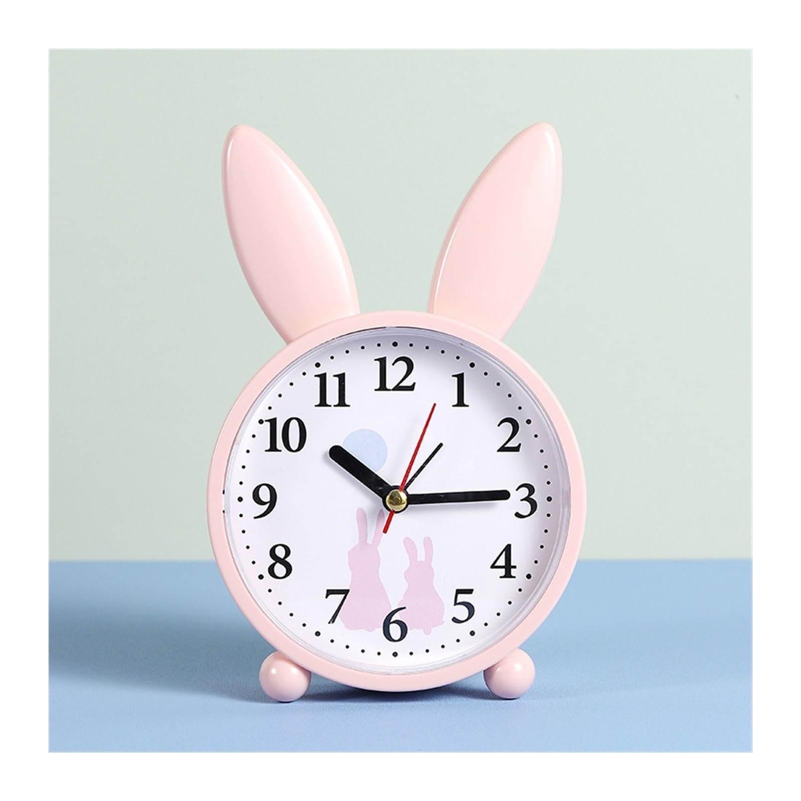G5z9w3c7m2 Pink Loud Alarm Clocks Cartoon Rabbit Alarm Clock Bedroom Bedside Decoration Simple Mute Small Student(Pink)