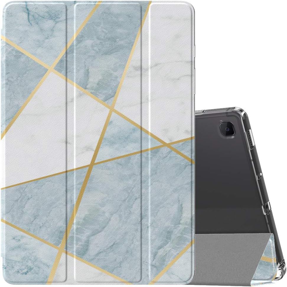 MoKo Case Compatible with Galaxy Tab S6 Lite 10.4 2020, Smart Stand Cover Shell Case with Translucent TPU Back Shell Fit Samsung Galaxy Tab S6 Lite 10.4 2020 SM-P610/P615 ONLY - Marble Light Blue