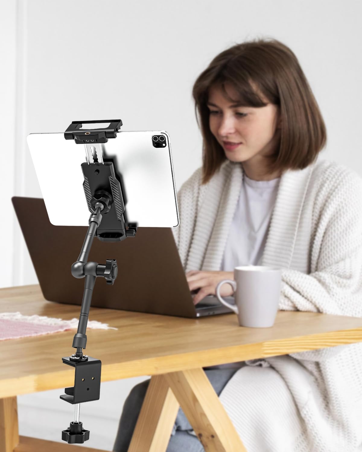Tisch Tablet Ständer [Maximal Anwendbar 15,6"], iPad Ständer Halterung Aluminium Verstellbare, für 6-15,6 Tragbarer Bildschirm, Zoll Handy & Tablet, iPad Pro/Air/Mini, Galaxy, iPhone