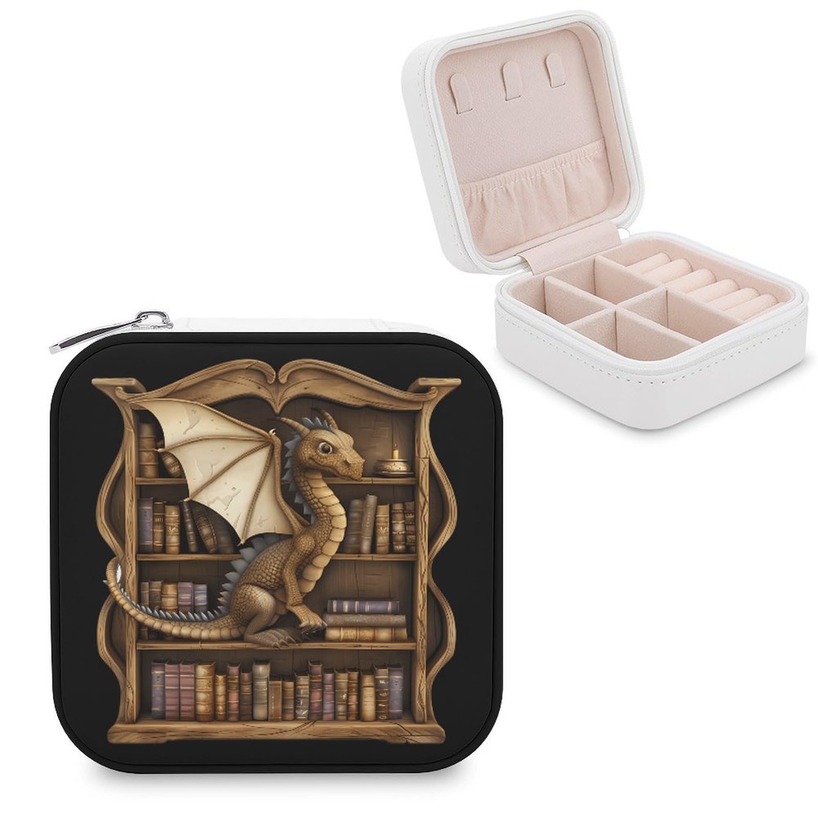 CUTJMDNGH World Full Bookworms Be A Book Dragon Jewelry Box for Women Jewellery Case Organizer Storage Boxes Craft