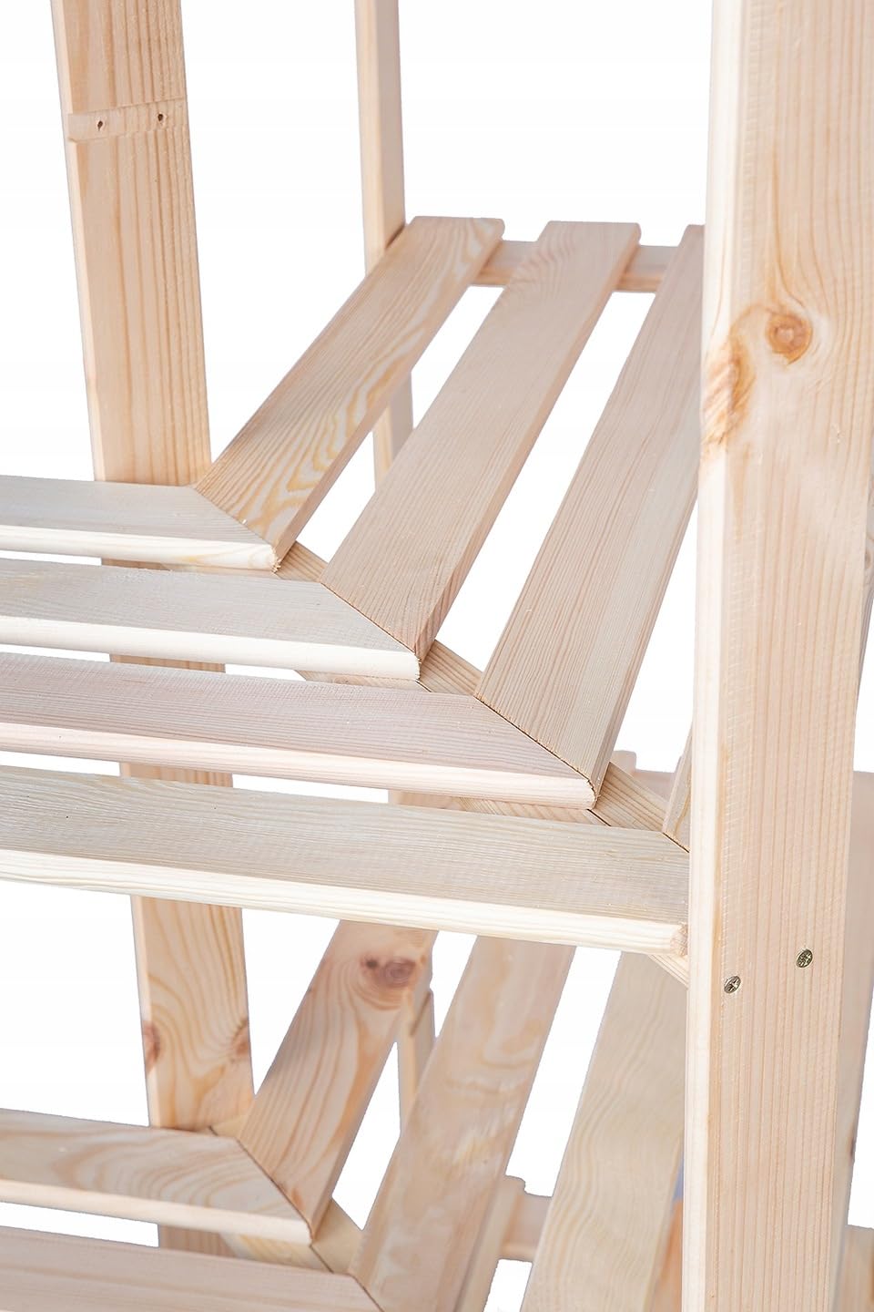 Holzregal Eckregal 170x83x38 cm (HxBxT) Standregal Natur Lagerregal mit 5 Ablagen Stehend Garage Regal Keller Wohnzimmer Kiefernholz Badregal Pflanzenständer