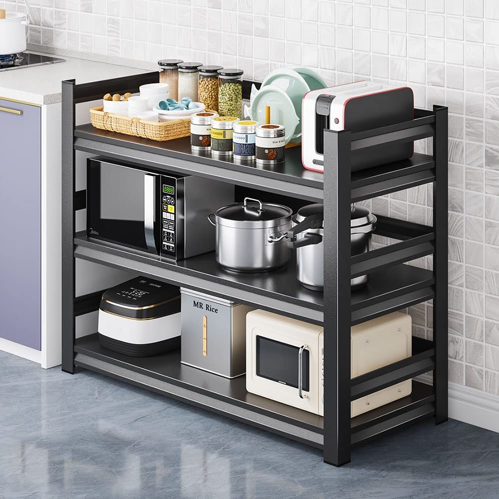 Scaffali cucina/Home Scaffale metallo per carichi pesanti con 3 Livelli/MAX 450KG/Scaffali in metallo per garage come scaffali per ripostiglio o officina L.80/90/100/120cm Nero ( Size : 24x12x32 in/60