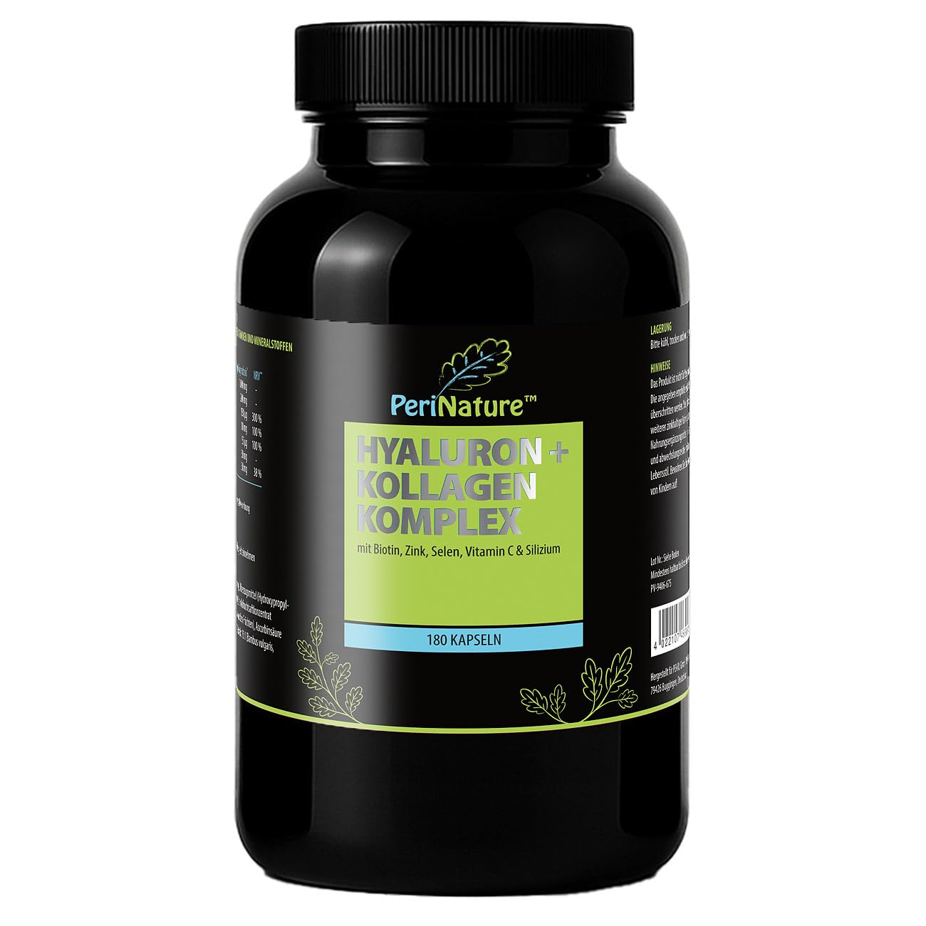 PeriNature Biotin Haarpflege: 365 Biotin-Selen-Zink-Tabletten und 180 Hyaluron-Kollagen-Kapseln (Kollagen Kapseln Hochdosiert, Collagen Kapsel)