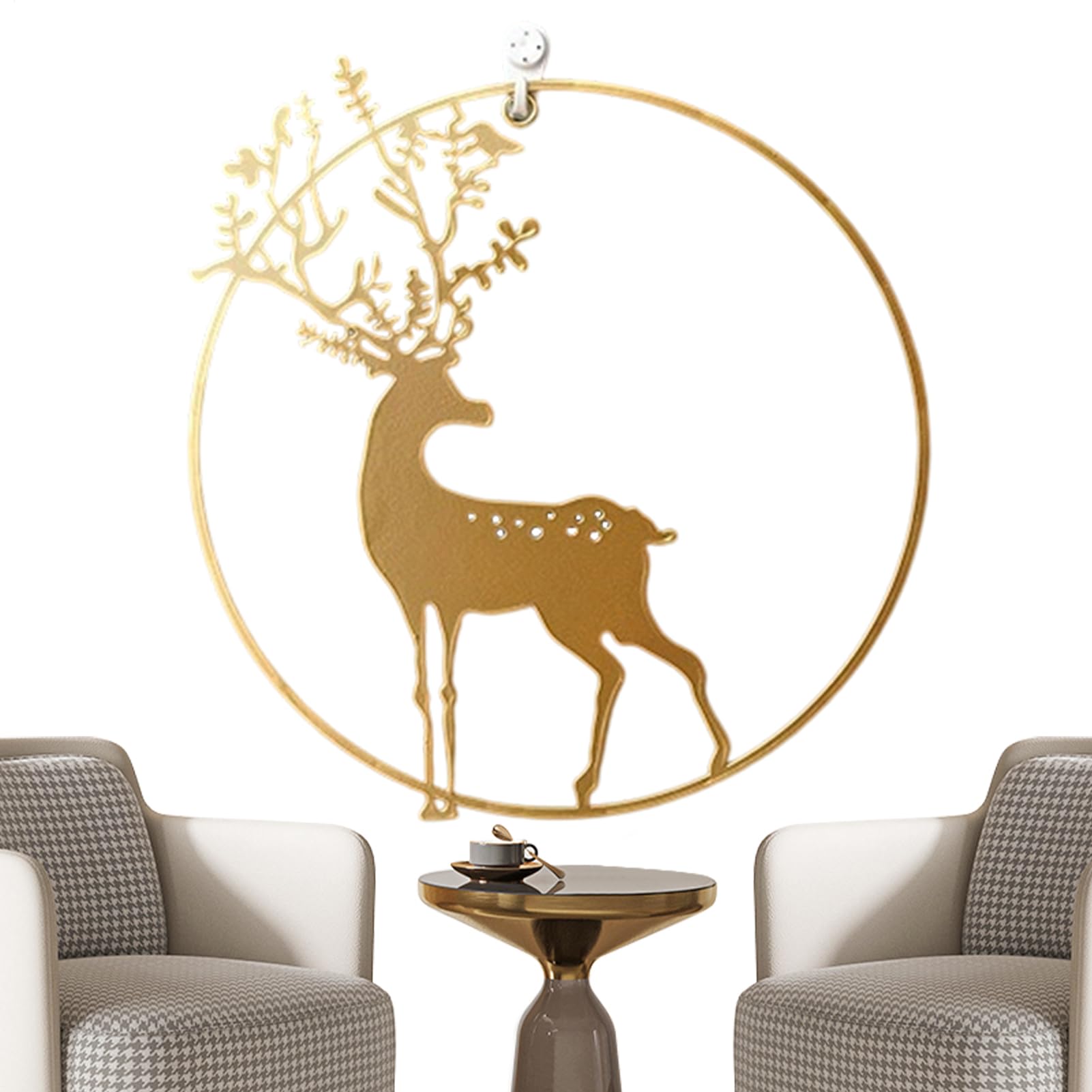 Art métallique pour mur et grand tableau de cerf rustique pour déco salon