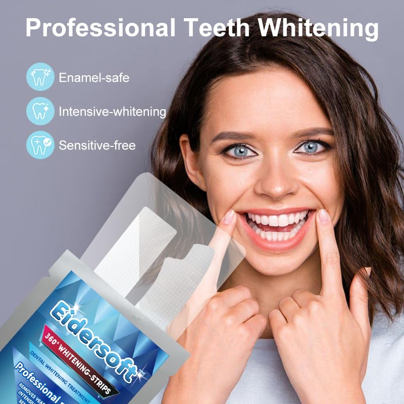 Image of 360 Professional Teeth Whitening Strips, Removes Years of Stains for Beautiful Smile, Results in 30 min, Non-Slip, Enamel Safe for Sensitive Teeth, 28 Strips (14 Treatments), Vegan & Mint Flavor
