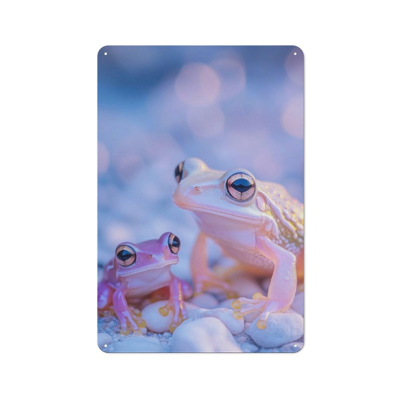 Junmoney Pink And White Frogs Retro Metal Wall Sign 30X20cm With For Pub Or Café, A Housewarming Gift For Hospitality Wall Decor Collectors