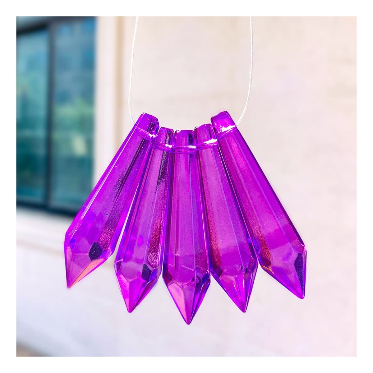 YUZGUHEY 50PCS Crystal Beads Chandelier Crystals Lamp Prisms for Decor Hanging Pendant Lighting Replacement Parts