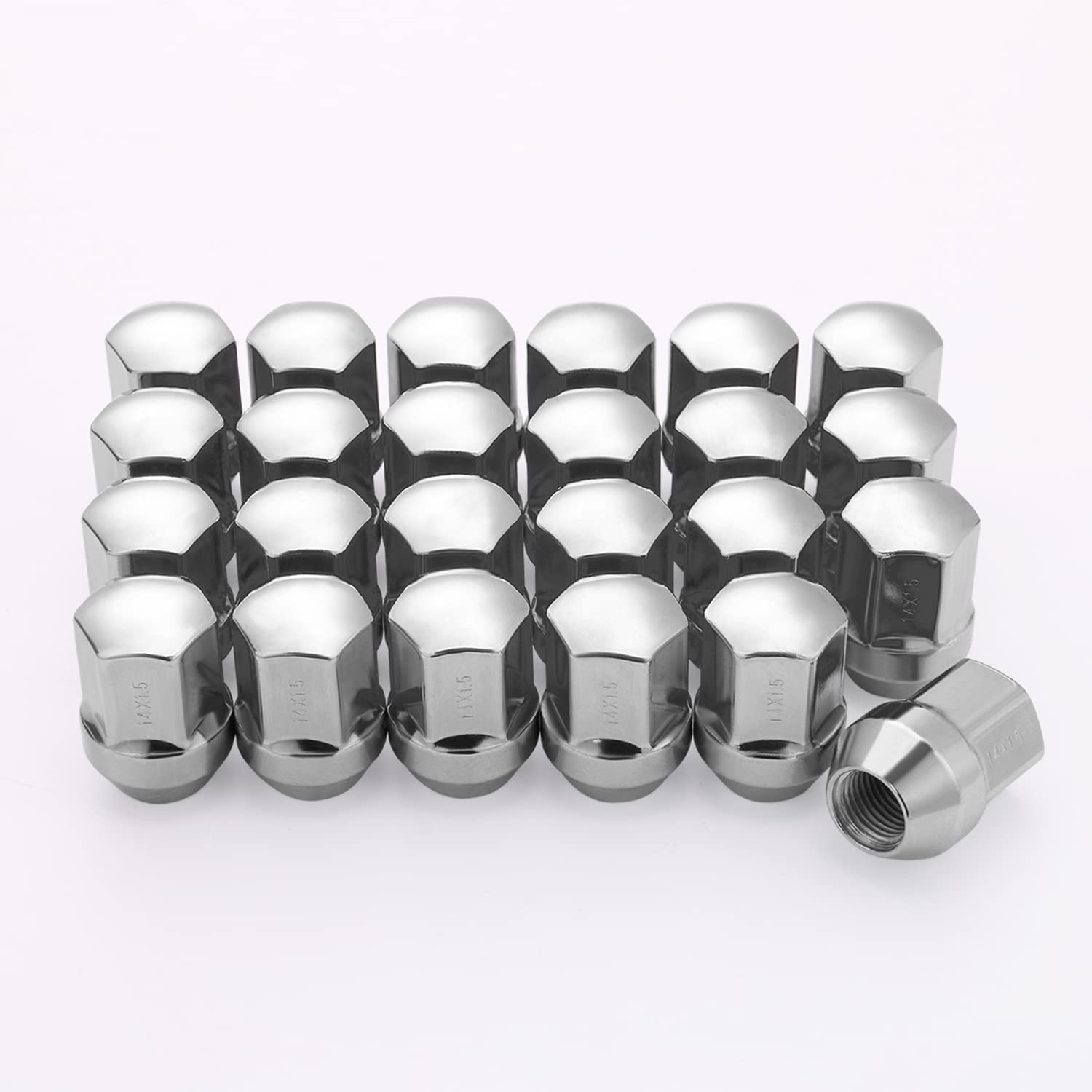 Lichamp 24pcs OEM Lug Nuts 14x1.5 Chrome Original Factory Cone Seat Style M14x1.5 Lugnuts Partial Compatible with 2015-2021 Ford F150 Expedition Lincoln Navigator Wheel Tire Accessories, A6SL