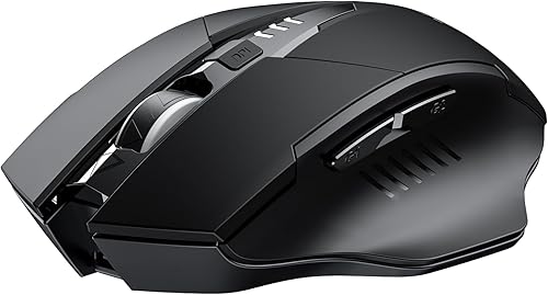 INPHIC Mouse inalámbrico recargable, batería visible, 2400 DPI, 6 botones, mouse ergonómico grande para laptop, computadora, Mac, PC, etc.