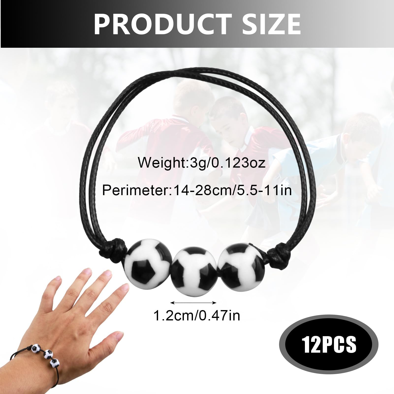 12 piezas Pulsera de Fútbol Niño Pulseras Pelota, Pulseras Tejidas con Cuentas de Balón, Accesorio para Fiestas y Cumpleaños, Diseño Cómodo y Ajustable, Regalo para Jóvenes Futbolistas