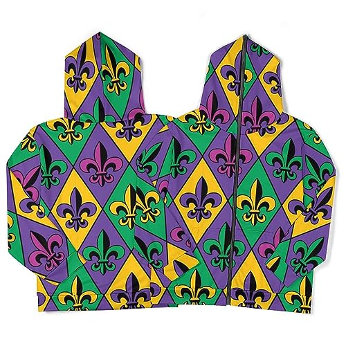 Mardi Gras Fleur De Lis Full-Zip Up Hooded Casual Sweatshirt with Pockets Long Sleeve Sweatshirt Sports Hooded Jacket4