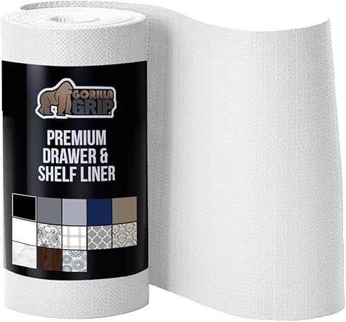 Gorilla Grip Forros originales antideslizantes para cajones y repisas rollo sin adhesivo duraderos y resistentes para alacenas, cocinas y