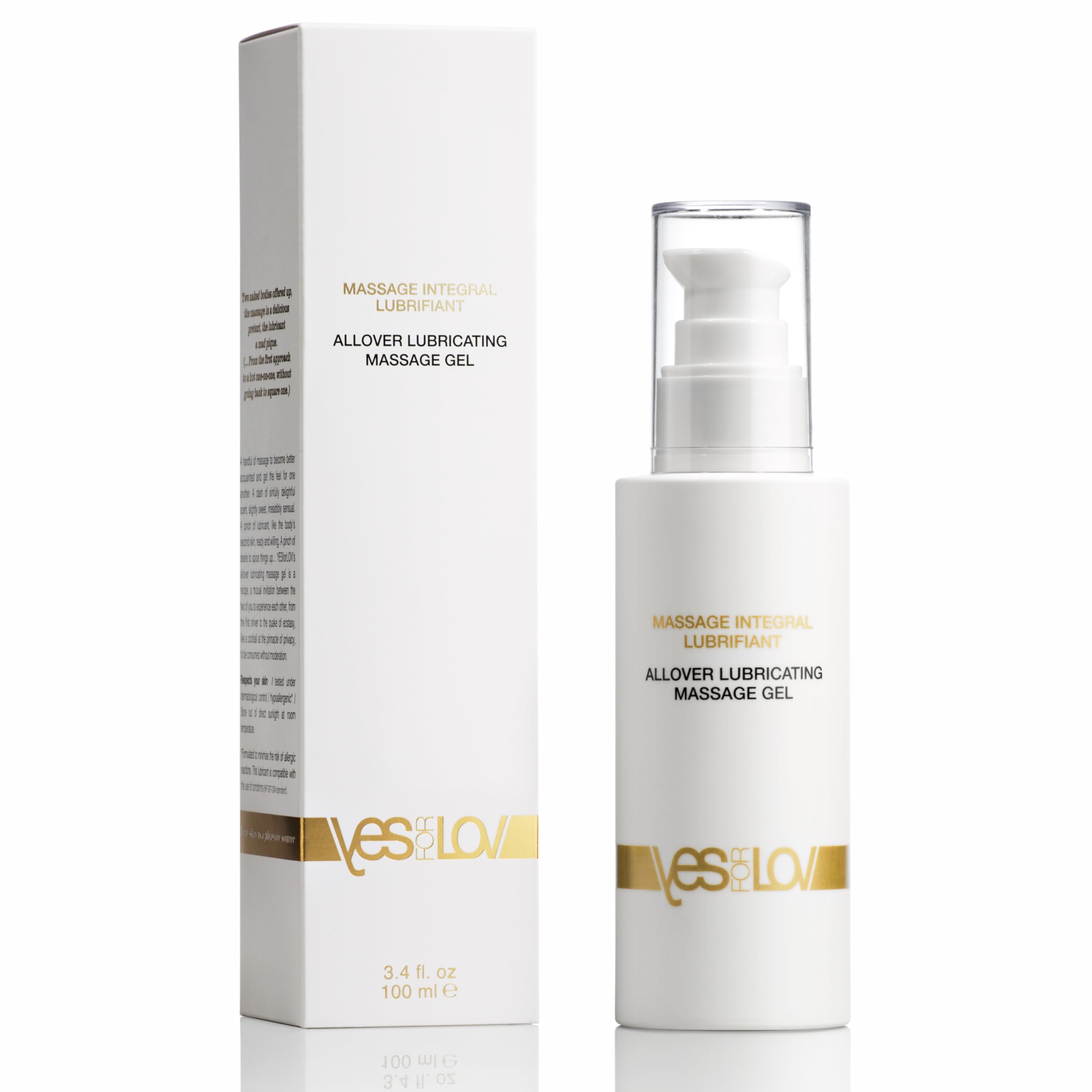 YESforLOV Gel Massage Lubrifiant Intime 2-en-1 - Parfumé au Monoï - Texture Douce Non Collante, Huile Massage Intégral Pour le Corps et Zones Intimes -100ml