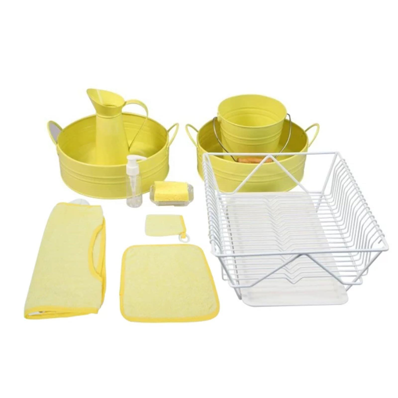 ttnmrc Montessori Practical Life Cleaning Set, Toddler Washing Work Kit, Fine Motor Skills Development,Yellow