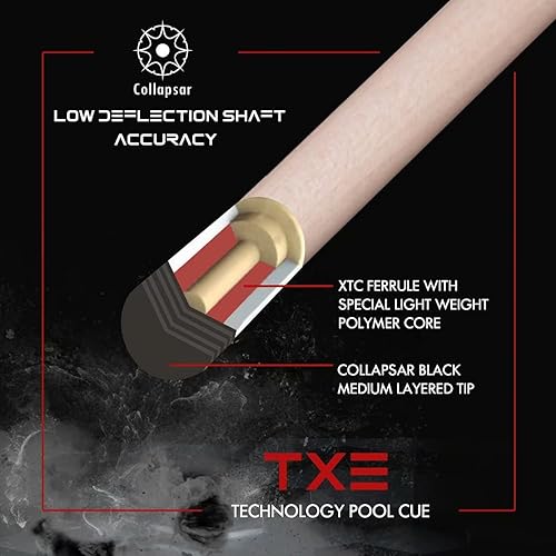Miniatura 3 de Taco de piscina Collapsar con estuche rígido 1X1 y tecnología de baja deflexión para palo de billar